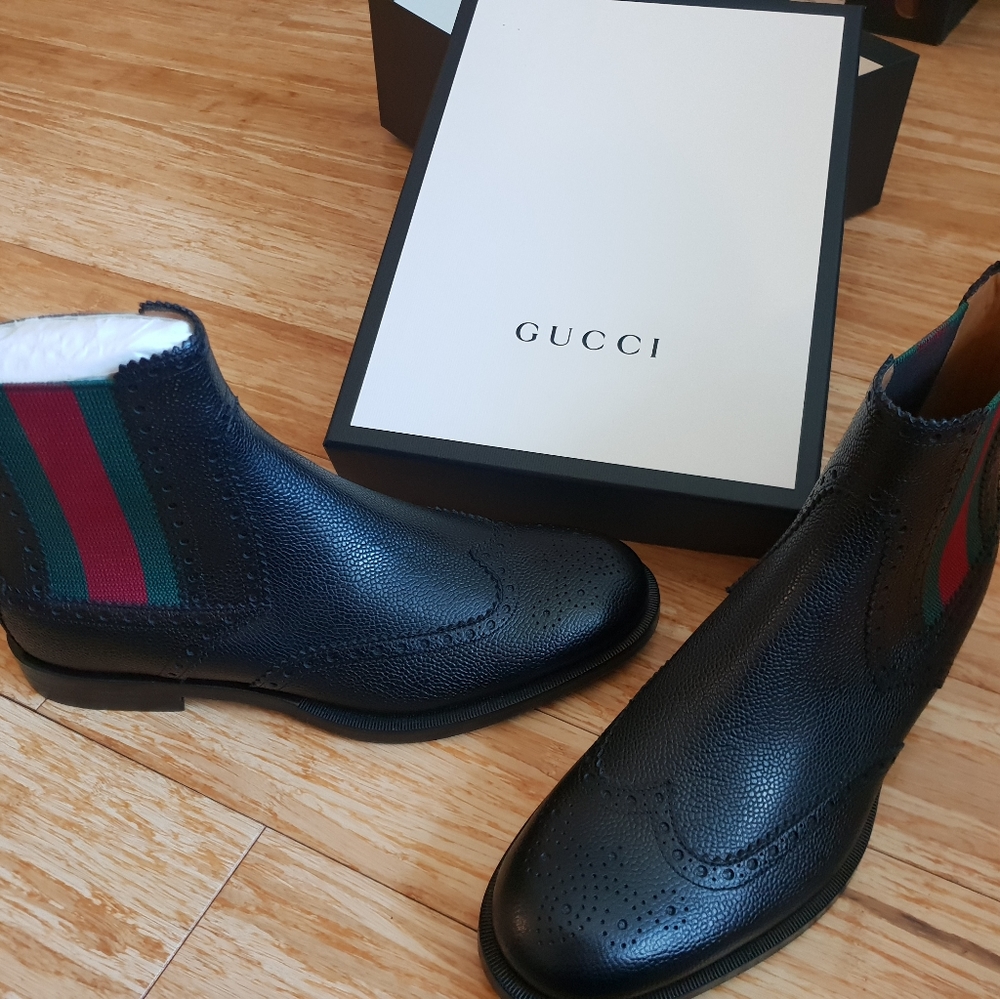 Gucci "Strand" Wingtip leather boot From Runway